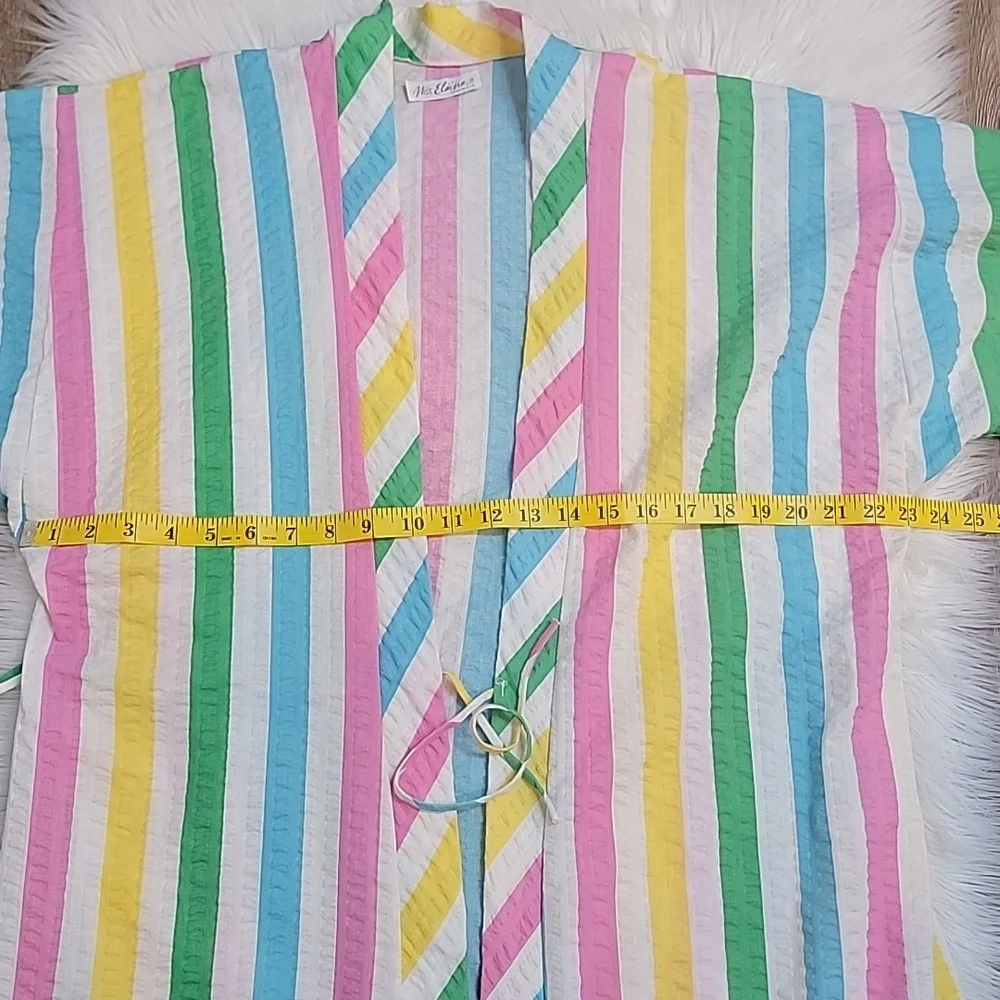 VTG | Vintage Multicolored Striped Kimono Style Robe - Picture 10 of 11